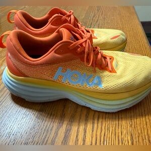 Hoka One One Bondi 8 Mens 9 2E -Shoes Orange Running Sneaker